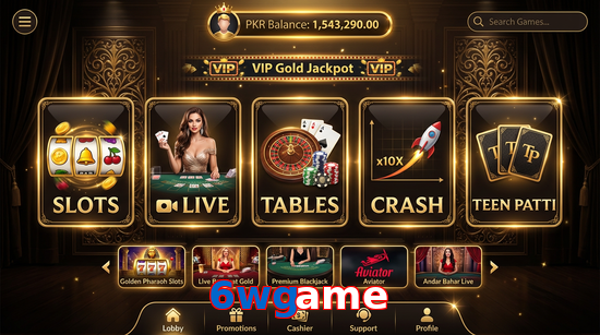 Main screen of 6Wgame casino page for PK players